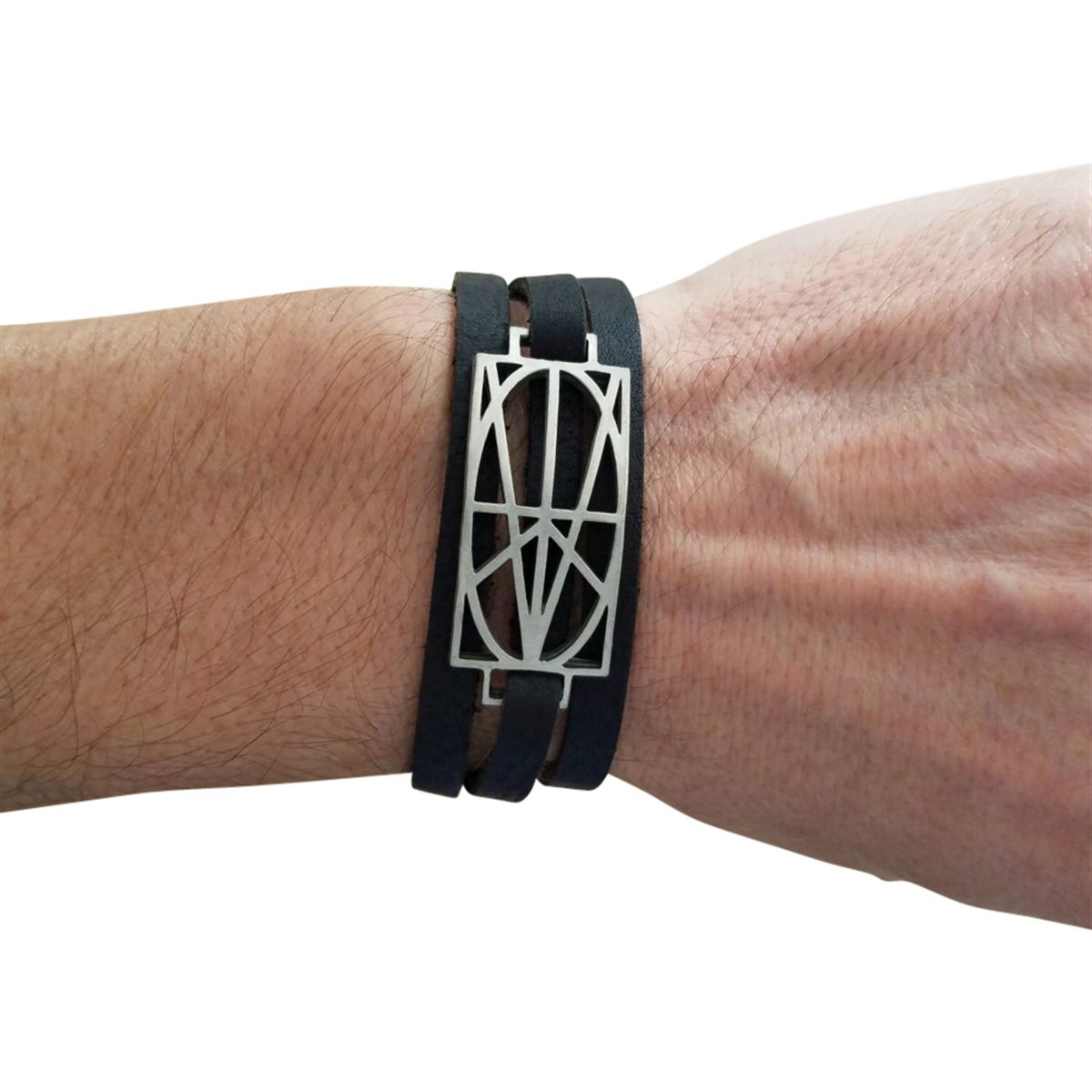 Picture of Men's Black Leather Wrap Bracelet