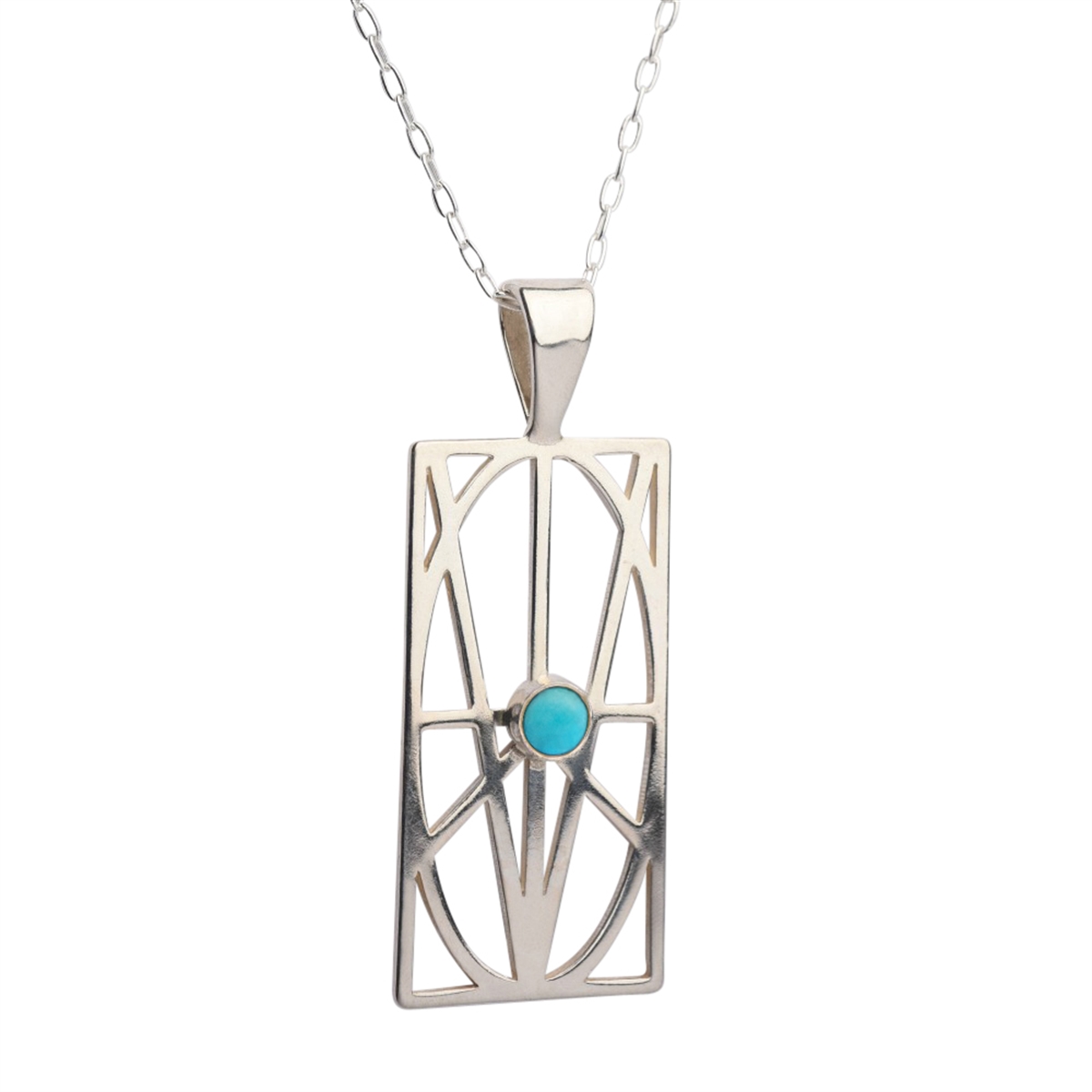 Picture of Women's Large Sterling Silver Pendant with Turquoise